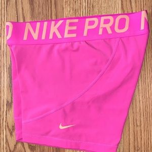 Pink and Yellow Nike Pro Shorts - Price Firm